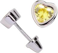 💎 sterling silver cz simulated birthstone heart earrings with screw back for girls (6mm) logo