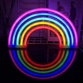 img 2 attached to 🌈 Vibrant Momkids Rainbow Neon Sign: A Colorful LED Wall Decor with Battery/USB Power, Perfect for Bedroom, Kids Room, Birthdays & Christmas