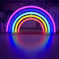 🌈 vibrant momkids rainbow neon sign: a colorful led wall decor with battery/usb power, perfect for bedroom, kids room, birthdays & christmas логотип