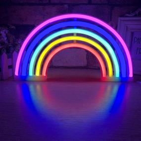 img 4 attached to 🌈 Vibrant Momkids Rainbow Neon Sign: A Colorful LED Wall Decor with Battery/USB Power, Perfect for Bedroom, Kids Room, Birthdays & Christmas