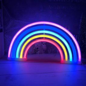 img 3 attached to 🌈 Vibrant Momkids Rainbow Neon Sign: A Colorful LED Wall Decor with Battery/USB Power, Perfect for Bedroom, Kids Room, Birthdays & Christmas