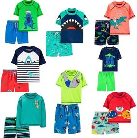 img 1 attached to Carters Combination Rashguard Trunks Changing Boys' Clothing