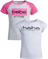 👕 2-pack of bebe girls' short sleeve graphic tees with rhinestone and glitter logo