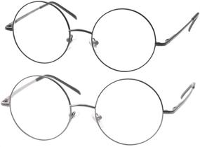 img 4 attached to 👓 SOOLALA Retro Round Reading Glasses for Men - Circle Readers with Spring Hinges (2 Pairs)