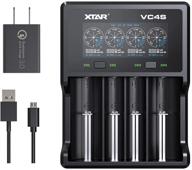 🔋 xtar vc4s 4 bay smart charger: fast-charging 18650 universal rechargeable battery charger for lithium 14500, 16340, 18650, 21700, 26650 & ni-mh aa aaa - includes 18w quick adapter logo