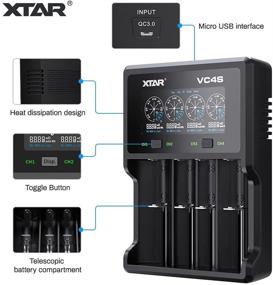 img 2 attached to 🔋 XTAR VC4S 4 Bay Smart Charger: Fast-Charging 18650 Universal Rechargeable Battery Charger for Lithium 14500, 16340, 18650, 21700, 26650 & Ni-MH AA AAA - Includes 18W Quick Adapter