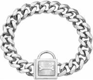 🐶 aiyidi heavy pet dog collar, stainless steel metal slip choker collar with rhinestone lock, 19mm silver cuban link chain, 12-26 inch, waterproof & chew-proof, for medium & large dogs logo