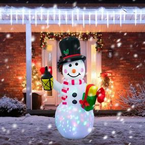 img 3 attached to 🎅 HueLiv 4FT Inflatable Christmas Decorations for Yard - Xmas Outdoor Snowman Blow Up Decor with Colorful Rotating LED Lights for Indoor Lawn Garden Holiday Décor