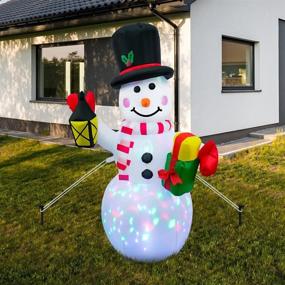 img 2 attached to 🎅 HueLiv 4FT Inflatable Christmas Decorations for Yard - Xmas Outdoor Snowman Blow Up Decor with Colorful Rotating LED Lights for Indoor Lawn Garden Holiday Décor