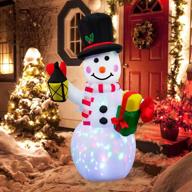 🎅 hueliv 4ft inflatable christmas decorations for yard - xmas outdoor snowman blow up decor with colorful rotating led lights for indoor lawn garden holiday décor logo