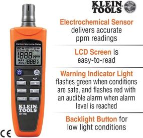 img 3 attached to Klein Tools ET110 CO Meter: Carbon Monoxide Tester, Detector & Exposure Limit Alarm - Includes 4 x AAA Batteries & Carry Pouch