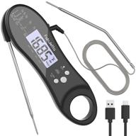 🌡️ fabuletta rechargeable digital meat thermometer - dual probe instant read thermometer with alarm | waterproof kitchen food thermometer for cooking, grilling, bbq, smoking, candy making, liquids, and oil frying logo