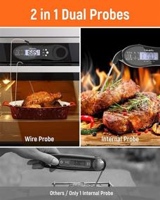 img 3 attached to 🌡️ Fabuletta Rechargeable Digital Meat Thermometer - Dual Probe Instant Read Thermometer with Alarm | Waterproof Kitchen Food Thermometer for Cooking, Grilling, BBQ, Smoking, Candy Making, Liquids, and Oil Frying