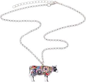 img 1 attached to Charming DUOWEI Zinc Alloy Cow Necklace: Delightful Floral Enamel Bull Pendant Jewelry Ideal for Women and Girls - A Perfect Novelty Gift