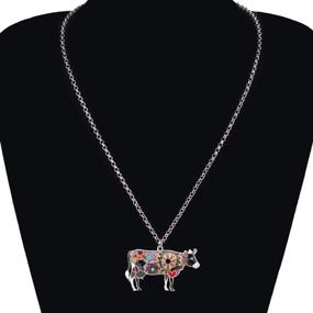 img 3 attached to Charming DUOWEI Zinc Alloy Cow Necklace: Delightful Floral Enamel Bull Pendant Jewelry Ideal for Women and Girls - A Perfect Novelty Gift