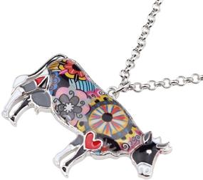 img 2 attached to Charming DUOWEI Zinc Alloy Cow Necklace: Delightful Floral Enamel Bull Pendant Jewelry Ideal for Women and Girls - A Perfect Novelty Gift