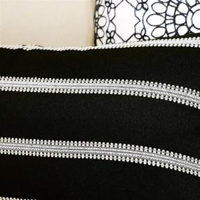 img 2 attached to 🛋️ SLOW COW Black Mixed Off White Lumbar Cushion Cover for Sofa - Decorative Rectangular Throw Pillow Case 12 x 24 Inches