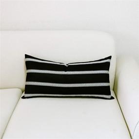 img 1 attached to 🛋️ SLOW COW Black Mixed Off White Lumbar Cushion Cover for Sofa - Decorative Rectangular Throw Pillow Case 12 x 24 Inches