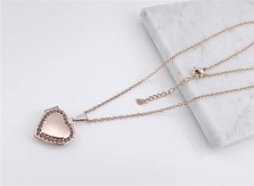 img 1 attached to 📸 YouFENG Love Heart Birthstones Locket Necklace: Stunning Rose Gold Living Memory Photo Lockets with Blue, Red, and White CZ Stones to Hold Cherished Pictures