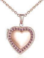 📸 youfeng love heart birthstones locket necklace: stunning rose gold living memory photo lockets with blue, red, and white cz stones to hold cherished pictures logo