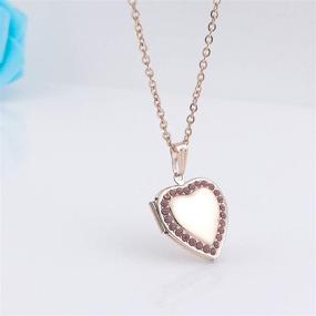 img 2 attached to 📸 YouFENG Love Heart Birthstones Locket Necklace: Stunning Rose Gold Living Memory Photo Lockets with Blue, Red, and White CZ Stones to Hold Cherished Pictures