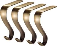 🧦 stylish edoneery bronze stocking holders for mantle set: 4 christmas stocking hooks for fireplace mantle логотип