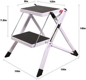 img 3 attached to CAMPMAX 2 Step Stool: Foldable Ladder for Adults, Lightweight & Sturdy Kitchen Household Tool, 250lbs Capacity, White