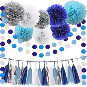 img 3 attached to 🎀 Stunning 30pcs Blue Silver White Tissue Pom Poms: Perfect for Baby Showers, Weddings, and Nursery Decorations!