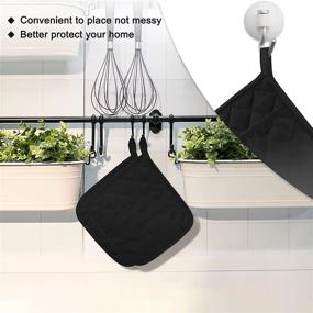 img 3 attached to 🧤 4Pcs Cotton and Neoprene Oven Pot Holders with Pocket: Heat Resistant Hot Pads/Mitt for Baking and Cooking - AIR&amp;TREE (Black)