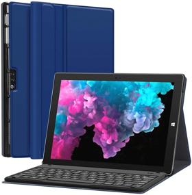 img 4 attached to CHESONA Microsoft Surface Pro 7 Case with Keyboard for Surface Pro 🔵 6/5/4 Tablets - Folio Stand Case - Detachable Wireless Type Cover Keyboard - Blue