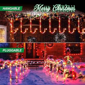 img 3 attached to 🎄 E-Kong Christmas Decorations: 12 Pack Outdoor Candy Cane Lights with Star, 8 Modes, Waterproof – Perfect Holiday Yard and Garden Walkway Solar Pathway Markers