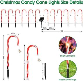 img 2 attached to 🎄 E-Kong Christmas Decorations: 12 Pack Outdoor Candy Cane Lights with Star, 8 Modes, Waterproof – Perfect Holiday Yard and Garden Walkway Solar Pathway Markers