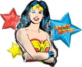 img 1 attached to 🎈 Wonder Woman Foil Mylar Party Balloon 33" - Vibrant Multicolor Decoration, Pack of 1