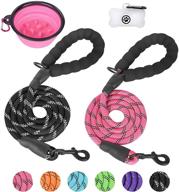 🐾 premium 2 pack dog leash with soft padded handle - heavy duty & reflective threads for medium to large dogs, training, walking, and traffic control safety - includes poop bags dispenser & pet bowl логотип