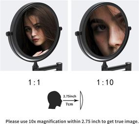 img 2 attached to 🪞 8-Inch Swivel Makeup Mirror Shaving Mirror with 10x Magnification, 12-Inch Extension, 360 Degree Rotation - Matte Black, Fixsen