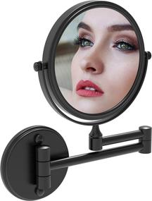 img 4 attached to 🪞 8-Inch Swivel Makeup Mirror Shaving Mirror with 10x Magnification, 12-Inch Extension, 360 Degree Rotation - Matte Black, Fixsen