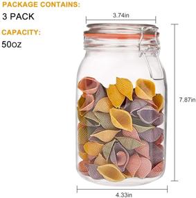 img 3 attached to 🏺 Encheng 50 oz Glass Jars - Airtight & Leak Proof with Rubber Gasket, Large Wide Mouth Mason Jars for Kitchen Canisters & Storage Containers - 1500ml, 3 Pack