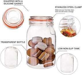 img 2 attached to 🏺 Encheng 50 oz Glass Jars - Airtight & Leak Proof with Rubber Gasket, Large Wide Mouth Mason Jars for Kitchen Canisters & Storage Containers - 1500ml, 3 Pack