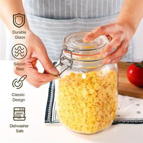 img 1 attached to 🏺 Encheng 50 oz Glass Jars - Airtight & Leak Proof with Rubber Gasket, Large Wide Mouth Mason Jars for Kitchen Canisters & Storage Containers - 1500ml, 3 Pack