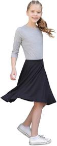 img 2 attached to 👗 Knee Length Full A-Line Skater Skirt for Big Girls - Kosher, Casual, and Modest