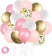 pink gold confetti latex balloons - 50pcs: metallic & white party decorations for birthday, wedding, baby shower, anniversary логотип