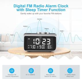 img 2 attached to ⏰ Будильник для спальни Dekala с зарядным устройством USB - цифровые радиочасы для детей, настольные часы с 2 портами для зарядки USB, резервное питание от батареи - небольшие и удобные.