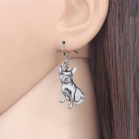 img 3 attached to 🐶 Charming French Bulldog Earrings: Elegant Gold and Silver Plated Dangle Drop Jewelry for Ladies and Girls - Perfect Gift by WEVENI