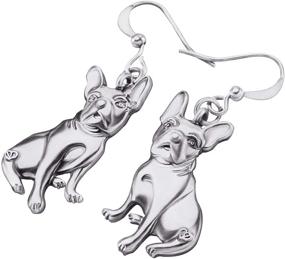 img 2 attached to 🐶 Charming French Bulldog Earrings: Elegant Gold and Silver Plated Dangle Drop Jewelry for Ladies and Girls - Perfect Gift by WEVENI