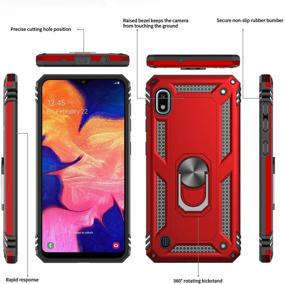 img 2 attached to 📱 LeYi Samsung Galaxy A10 Case (Not A10E) with [2 Pack] Tempered Glass Screen Protector - Military-Grade Protective Phone Case with Car Ring Holder Kickstand, Red