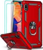 📱 leyi samsung galaxy a10 case (not a10e) with [2 pack] tempered glass screen protector - military-grade protective phone case with car ring holder kickstand, red logo