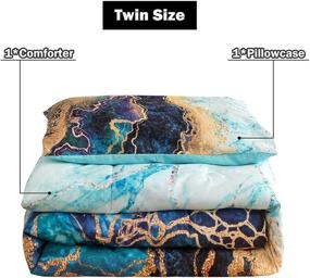 img 3 attached to 🏔️ Sisher Marble Comforter Set Twin-2pcs: Blue Comforter & Pillowcase with Burning Mountain Printed - Retro Bedding Set for Kids, Boys, Girls