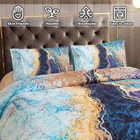 img 2 attached to 🏔️ Sisher Marble Comforter Set Twin-2pcs: Blue Comforter & Pillowcase with Burning Mountain Printed - Retro Bedding Set for Kids, Boys, Girls