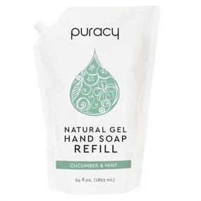 img 4 attached to 🥒 Puracy Cucumber & Mint Hand Soap Refill - 64 Ounce, Skin Softening Natural Liquid Hand Wash