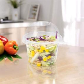 img 2 attached to 8oz Hot/Cold Disposable Plastic Cups with Dome Lids - 50 🥤 Sets - Ideal for Ice Cream, Snacks, Takeaway Food, Desserts, Fast Food, Soup